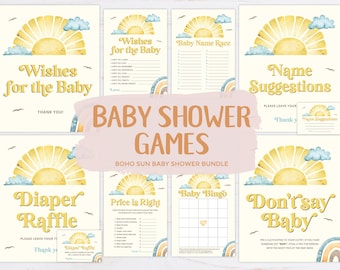 Hier kommt der Sohn Babyparty Paket, Sonne Baby Spiel Paket, Boho Sonne Babyparty Spiele Paket, Sonne Babypartyspiele, Sonnenschein Spiele, SUN1