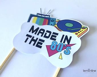 80s Cake Topper, DIY Vintage Cake topper, 80s cake topper, 80s decoration, 80s birthday, 80's Cake topper, 80's party theme, I love 80s, 80s