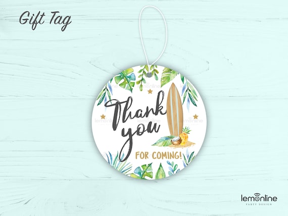 Surf thank you tag, baby on board, surf baby shower, favor tags, surf party favor tags, surf gift tag, surf's up thank you tag, SURF3