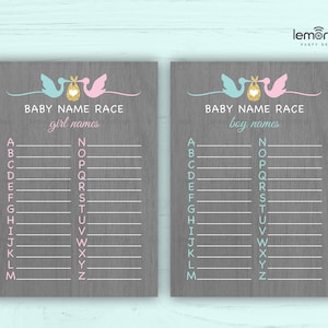 Baby Name Race game - Gender Reveal Game - Baby Name Race - Gender Reveal Ideas - Name Race, Baby Game Name, Gender Reveal Party Ideas, GR01