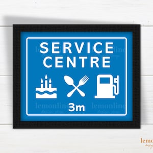 Service centre sign, car party decoration, printable road sign, road signs, two fast birthday decoration, fast one party decor, RS1