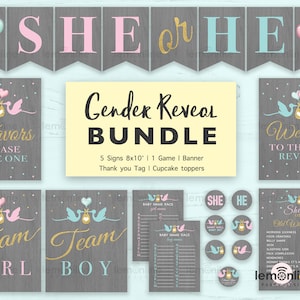 Gender Reveal Bundle, Gender Reveal decoration, Gender Reveal Games, Gender Reveal Party decorations, He or she, Gender Reveal, GR01