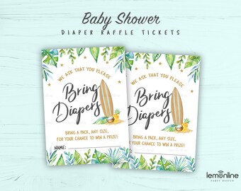 Diaper raffle game, diaper raffle, surf baby shower game, surf diaper raffle, diaper raffle ticket, baby shower raffle, raffle ticket, SURF3