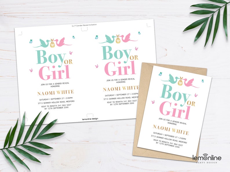 Gender Reveal Invitation Gender Reveal Invite She or He Etsy Australia