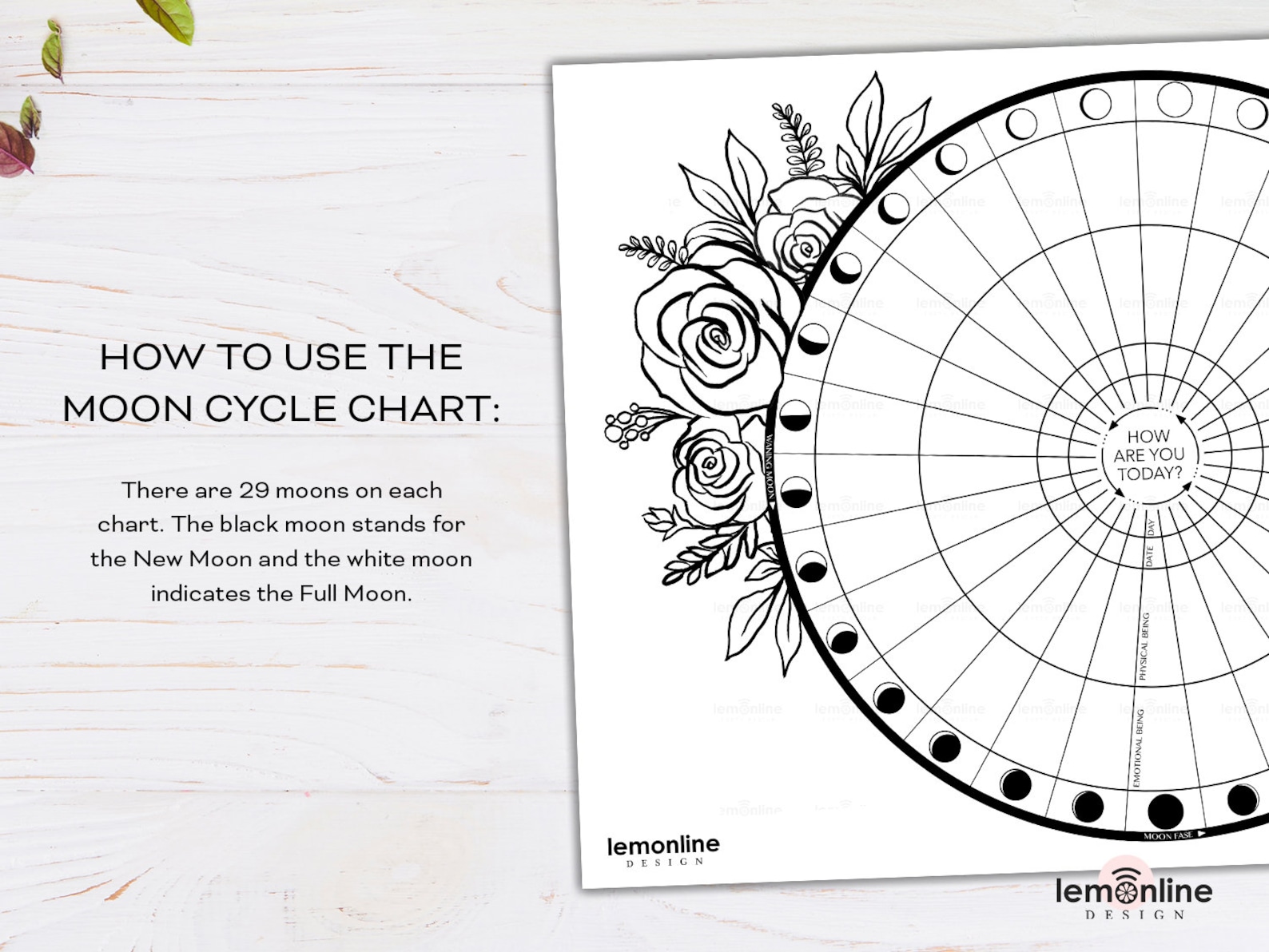 Moon Mandala Moon Cycle Chart Body Mind and Soul Tracker Etsy