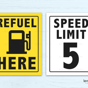 Speed Limit 5 Schild, REFuel Here Schild, Verkehrsschilder Partydekoration, Verkehrsschilder Autos Geburtstag Partydekoration, Junge 5