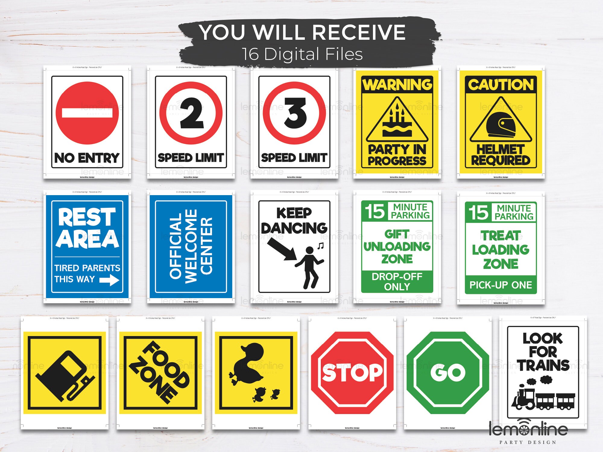 Road Signs Decor Bundle Printable Road Signs Construction Etsy Australia