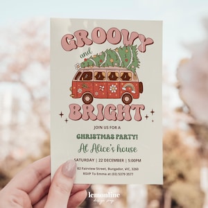 Groovy and Bright Christmas invitation, hippie christmas, Christmas party invite, Christmas invite, Festive Party Invite Festive Invite CHR2