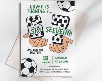 Editable 6-7 Birthday Invitation, Soccer Meme Trending Six Seven Party Invite, (Digital Download), SC4