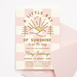 Little Ray of Sunshine Baby Shower Invite, Sunshine Baby Shower Invite, Sun Baby Shower Invitation, Little Ray of Sunshine Invitation CMP6