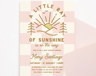 Kleiner Sonnenstrahl Baby Shower Einladung, Sonnenstrahl Babyparty Einladung, Sunshine Einladung, Sonnenstrahl Einladung CMP6