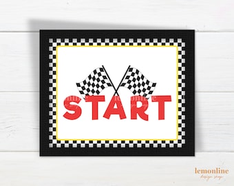 Start your engines race sign, race car party decoration, printable start sign, two fast birthday decoration, fast one party decor, RS1