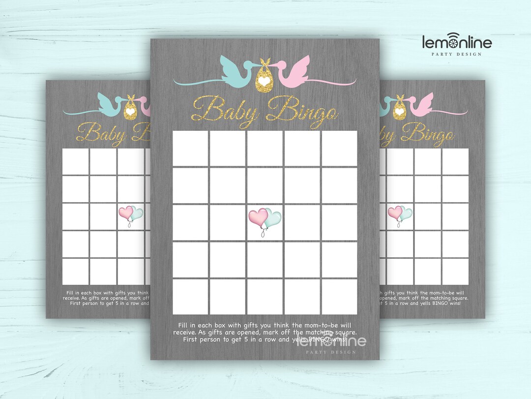 Baby Bingo Game, Gender Reveal Bingo, Gender Reveal Party Games, Gender ...