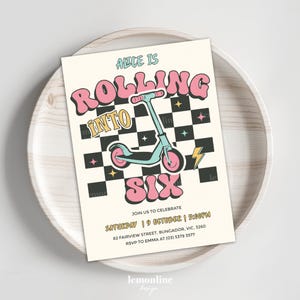 Kick Scooter birthday invitation, Scooter Invitation, Scooter birthday invitation, kick scooter party invite, Scooter party Invite, ROLL14