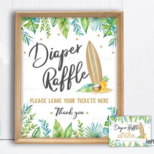 Diaper raffle sign, diaper raffle ticket,, surf baby shower, diaper raffle card, baby shower raffle, baby shower game, bring diapers, SURF3