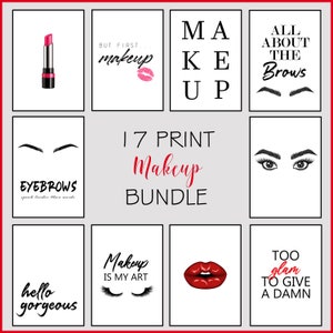 Makeup Wall Art Prints, Red Lip Print, Glam, Makeup Wall Art, Beauty Salon Decor, Makeup Sayings Poster, A3 Print Download