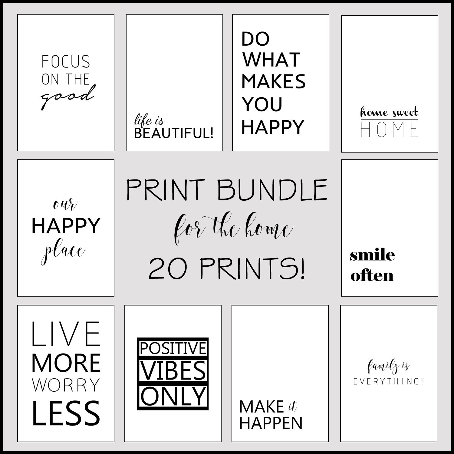 20 Print Bundle Home Home Decor Digital Wall Art Prints Etsy UK