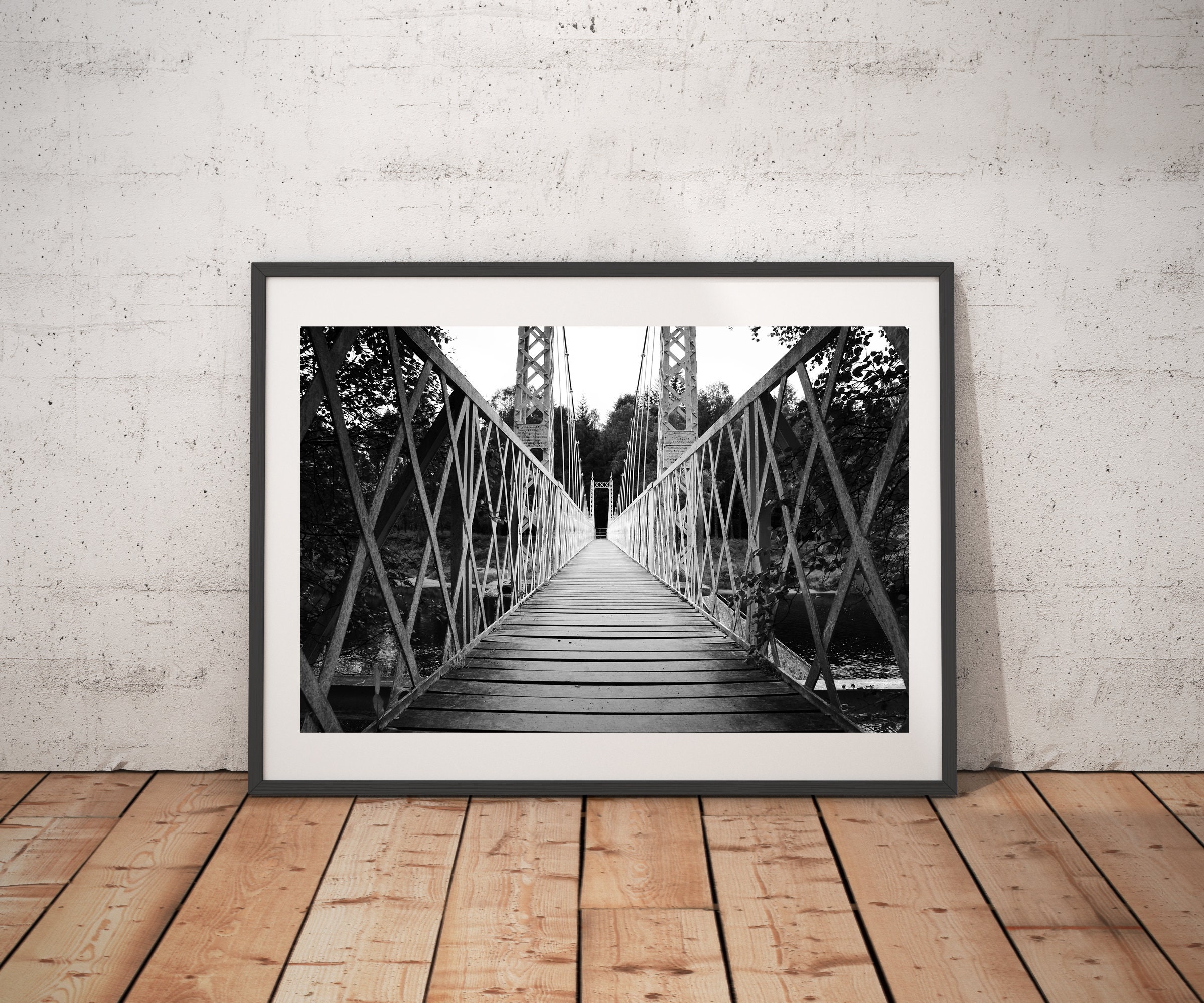 Bridge Landscape Black and White Digital Print Photography Modern Home ...