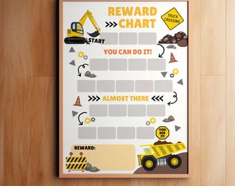Printable Trucks Reward Chart, Boys Truck Sticker Chart,Kids Behaviour Chart Printable, Toddler Potty Chart Print, Instant Download PDF