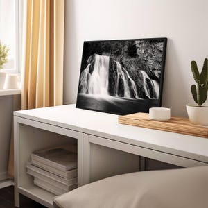 Waterfall Black and White Photography Print - Travel Print - Nature Photography - Modern Home Décor - Printable Wall Art - INSTANT DOWNLOAD