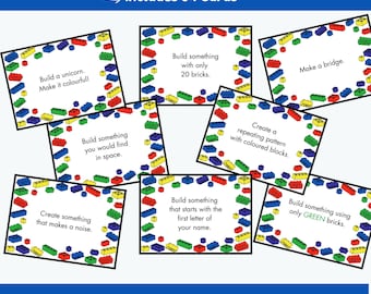 Building Block Challenge Cards, Kids Block Building Cards, STEM Brick Building Task Cards, Fine Motor Building Activities, Instant Download