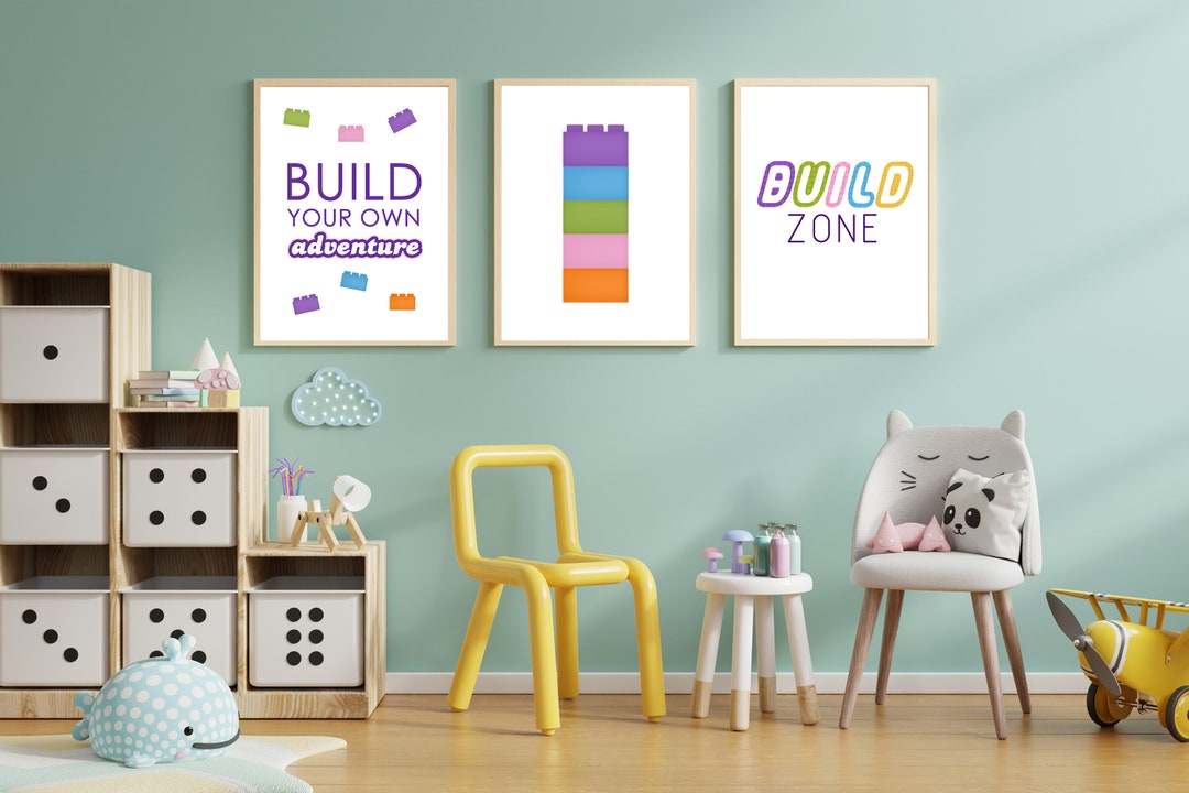 6 Print Building Blocks Bundle Kids Prints Playroom Toy Room Bricks