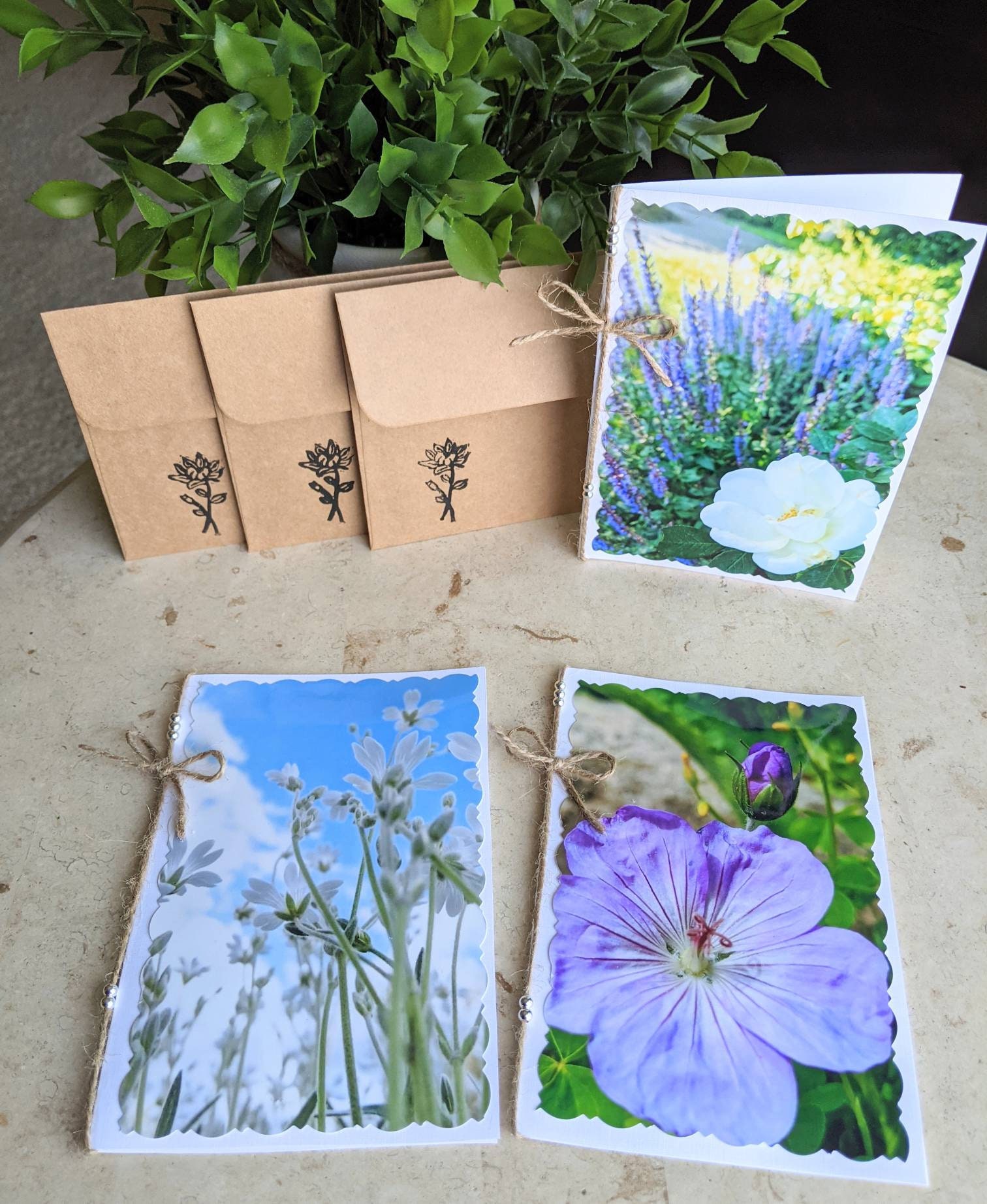 Flower Cards 4x6 3 Pack With Envelopes - Etsy