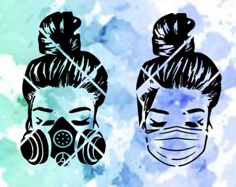 Chica bollo desordenada con máscara SVG