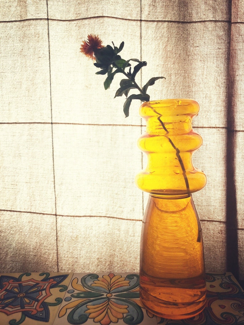 Modern Retro Amber Glass Vase Etsy