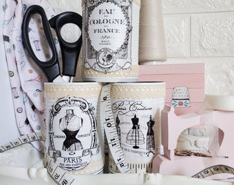 Parisian Tin Cans |Paris | Simstress | Sewing Room Decor