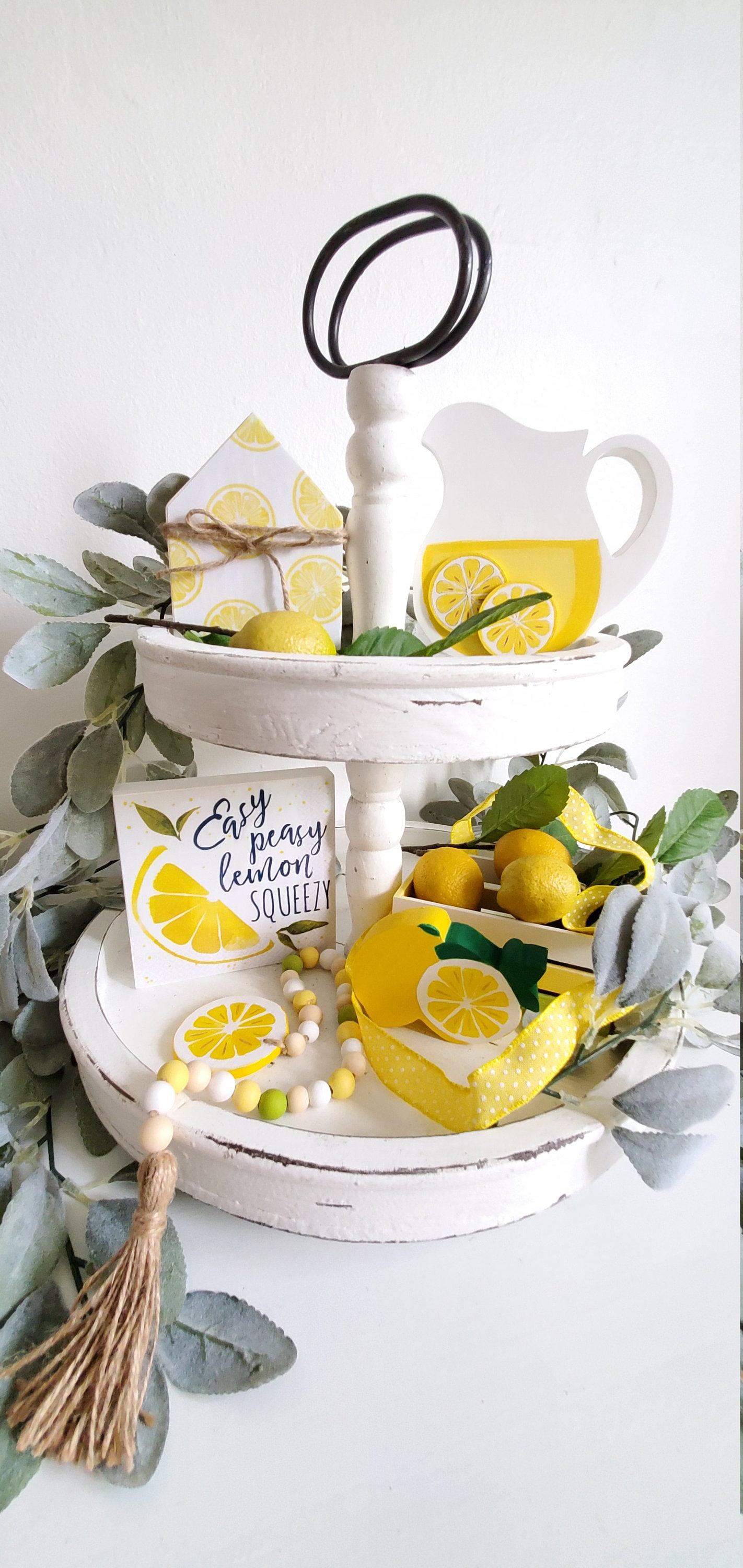 Lemon Tiered Tray Decor Etsy