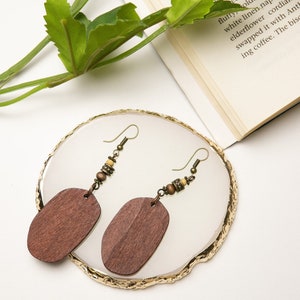 Wood Earrings, big earrings, statement earrings, large earrings, bohemian earrings, hippie earrings, boho earrings