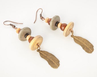 Wooden earrings, bohemian wood earrings, Wood earrings