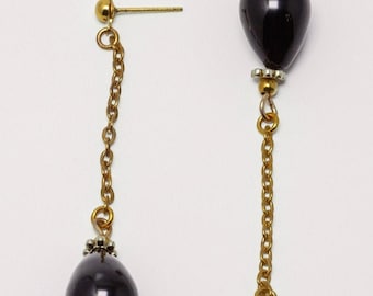 Black earrings, Earrings black gold