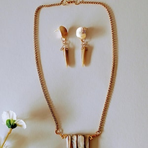 Mother-of-pearl beaded necklace and earrings for women Boho Chic jewellery Beige mother-of-pearl, luxury mother-of-pearl necklace