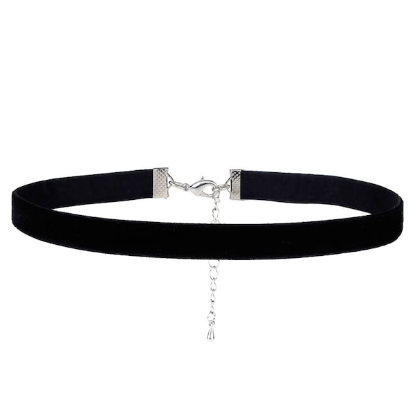 Fluwelen zwarte choker, Zwarte choker ketting, Zwart lint choker