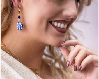 Delfts blauwe sieradenset voor dames, Nederlandse sieraden, Sieraden set voor bruid, Iets blauws voor bruid, Bruidsmeisje cadeaus