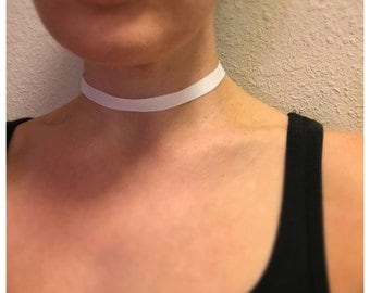 Collier ras de cou blanc, tour de cou en velours