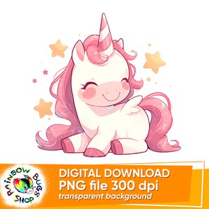 Adorable Pink Baby Unicorn Design, Cute Pony Shower Design, Sublimation Design, Transparent Background, Instant Download, Commercial Use