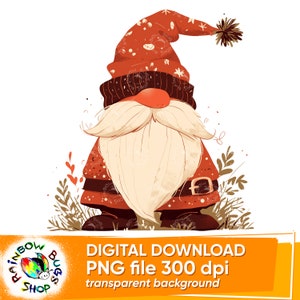 Weihnachtszwerg, Santa Clipart, PNG, druckbare Aquarell Kunst, alter Elf, Frohe Weihnachten Sublimationsdesign, glückliches neues Jahr, digitaler Download