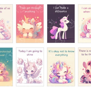 Set of 32 affirmation cards for kids with cute unicorns, Children's printable encouragement cards, Daily positive, DIGITAL DOWNLOAD, pdf image 6