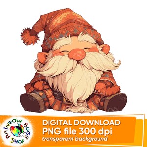 Weihnachten alte glückliche Elfe, PNG, hohe Qualität, niedliche Weihnachten Sublimationsdesign, glückliches neues Jahr, Sofort-Download, Aquarell druckbare Kunst