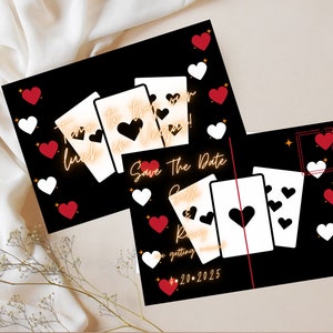 Tentez notre chance à Vegas, réservez cette date 4 x 6 po. Carte postale | Modèle numérique modifiable pour mariage à Las Vegas, imprimable