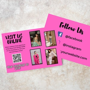 Bezoek ons online aankoop Bedankkaart | Boutique Shop Product Kleding Cadeau Business Flyer 5" x 7" Briefkaart Bewerkbare afdrukbare sjabloon