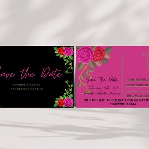 Cartolina floreale tropicale Save The Date / Modello digitale modificabile stampabile per matrimonio a destinazione 4" x 6"