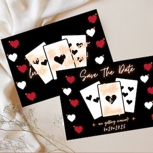 Probieren Sie unsere Luck in Vegas Save The Date 5 x 7 Postkarte Las Vegas Hochzeit Einladung Old Vegas Kasino Thema STD Karte Digitale Vorlage