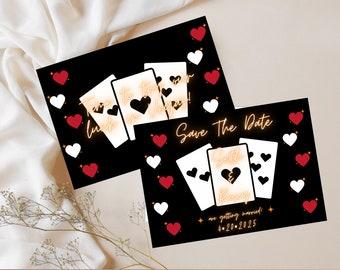 Try our Luck in Vegas Save The Date 5” x 7” Postcard | Las Vegas Wedding digital editable template printable