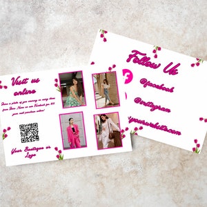 Visitaci online Acquista biglietto di ringraziamento / Negozio di boutique Prodotto Abbigliamento Regalo Volantino aziendale Cartolina 5" x 7" Modello modificabile stampabile