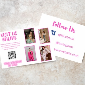 Besuchen Sie uns Online-Kauf Dankeskarte | Boutique-Shop Produkt Kleidung Geschenk Business Flyer 5 "x 7" Postkarte Bearbeitbare druckbare Vorlage