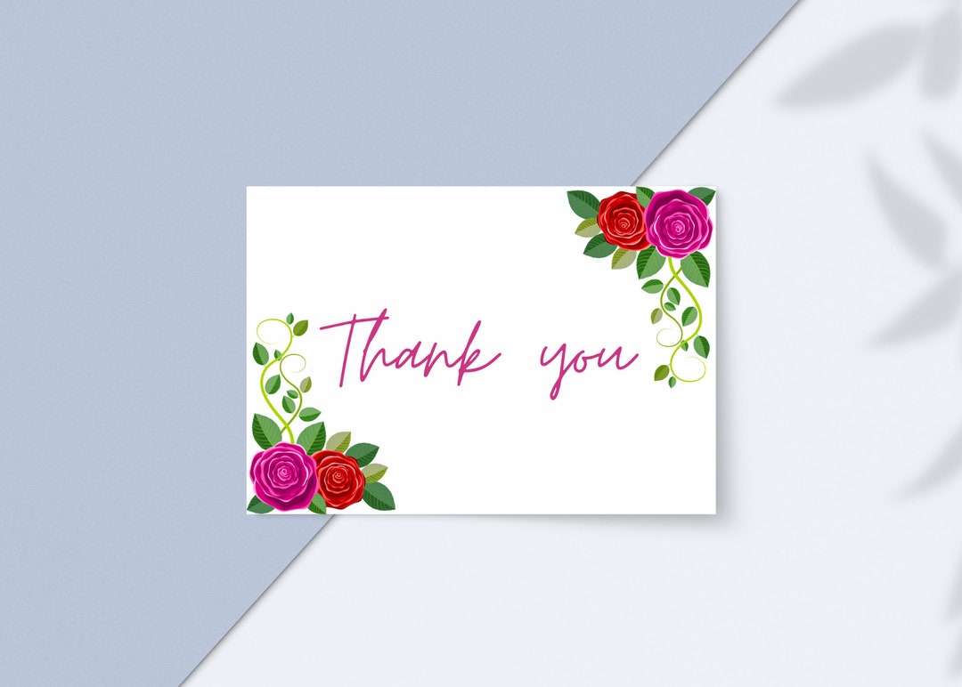 Editable Flowers and Leaves Thank You Card | Destination Wedding ...